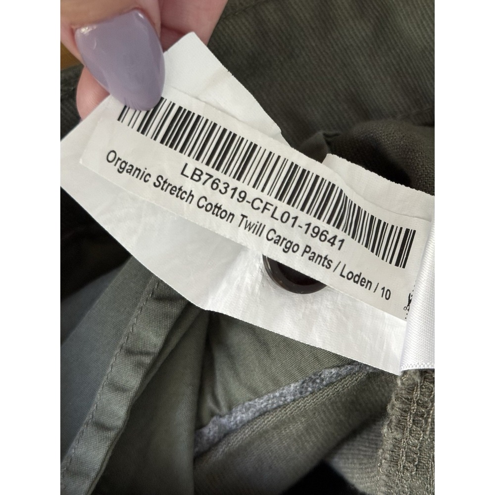 Quince Organic Stretch Cotton Twill Cargo Pants Womens 10 Green Loden Wide Leg - Picture 7 of 12
